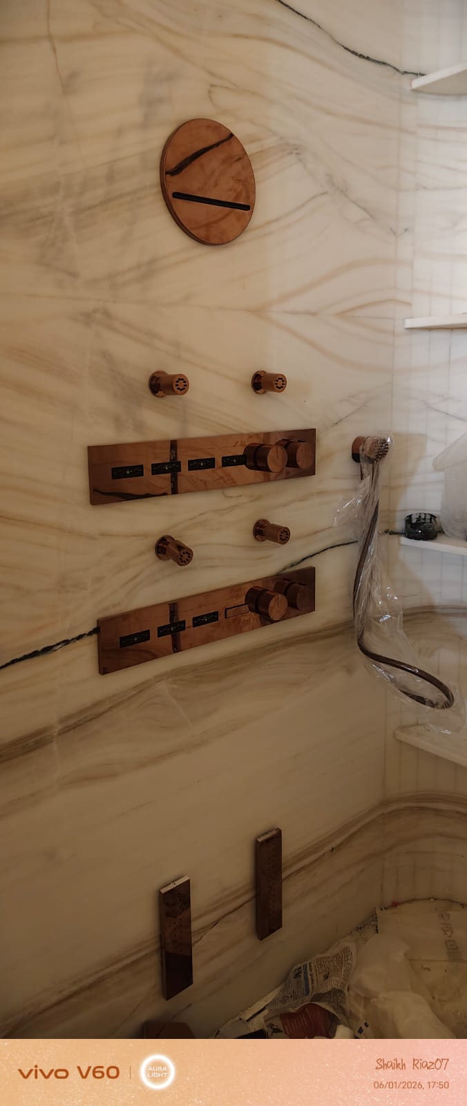 Concealed shower control panels and body jets installation
